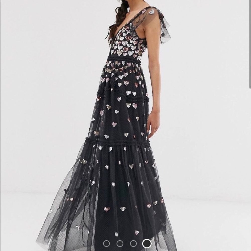 Needle and Thread Love Heart Maxi in Black